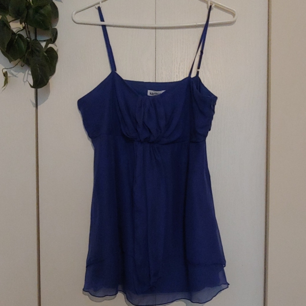 Blue silk tank
